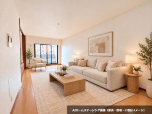 リーガル四ツ橋立売堀Ⅱ リビング（AIホームステージング画像）